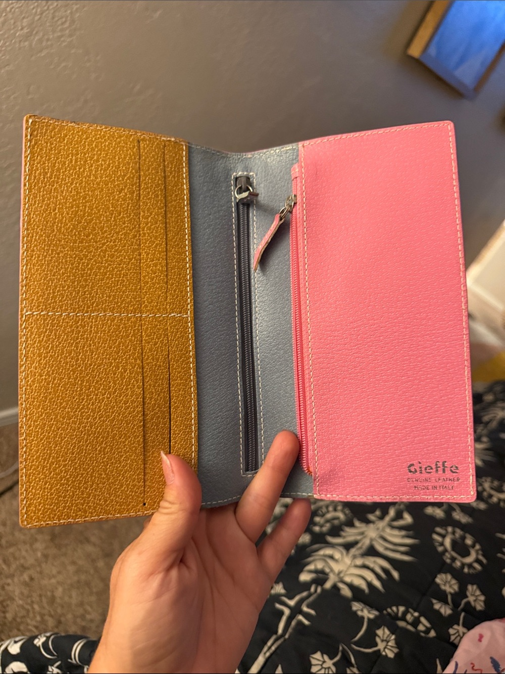 Gieffe Tricolor Leather Billfold Wallet. Made in Italy
